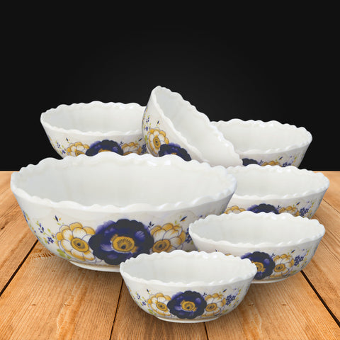 7Pcs Blue Melamine Bowl Set