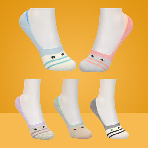 5 Packs Three Star Icon Premium Cotton No Show Ankle Socks