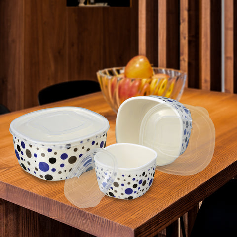 3Pcs Blue Dot Melamine Bowls
