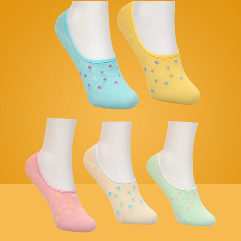 5 Packs Splash Design Premium Cotton No Show Ankle Socks