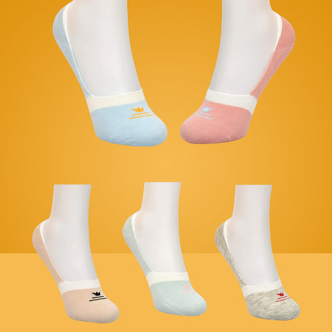 5 Packs Crown Icon Premium Cotton No Show Ankle Socks