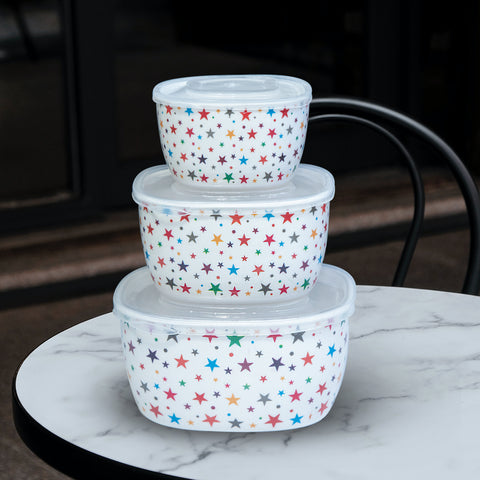 3Pcs Melamine Brown Floral Bowls