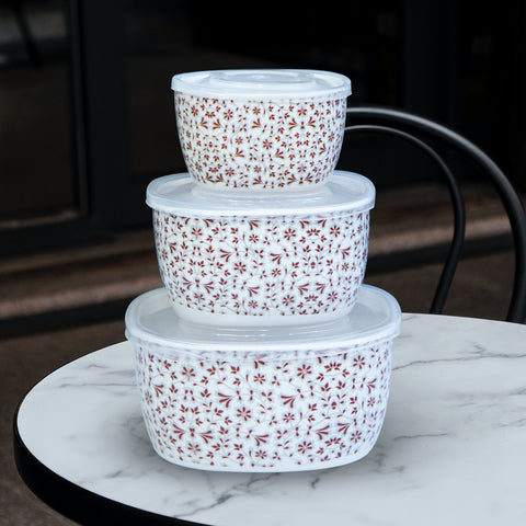 3Pcs Melamine Multi Floral Bowls