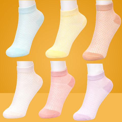 6 Packs Mosaic Pattern Cotton Cut Liner Socks