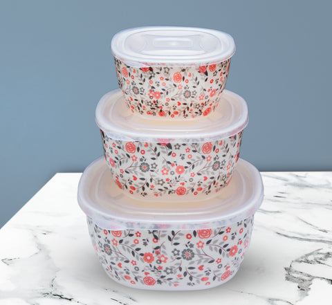 3Pcs Purple Rose Melamine Bowls