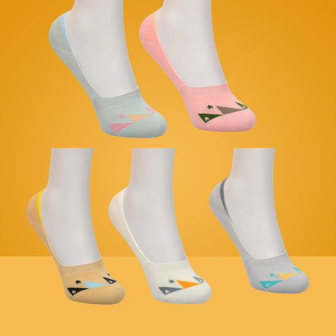 5 Packs Unique Style Premium Cotton No Show Ankle Socks