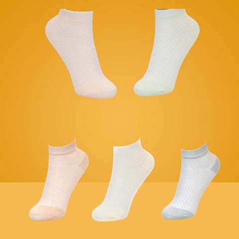 5 Packs Mosaic Pattern Faint Color Cotton Cut Liner Socks