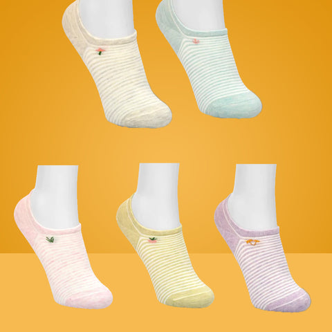 5 Packs Photo Title Premium Cotton No Show Ankle Socks