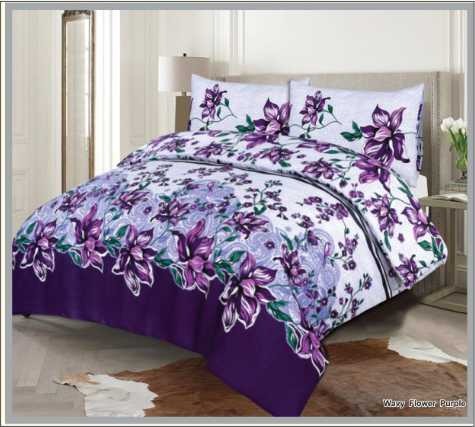 Wavy Purple Soft Satin Floral Bedsheet