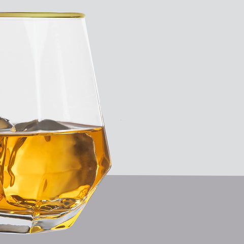 6Pcs Gold Rim Diamond Shaped Glass Set