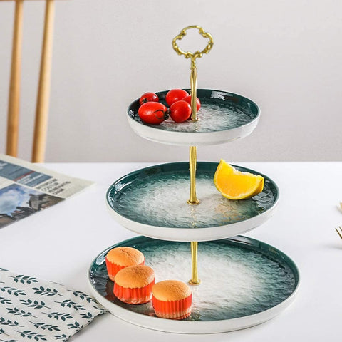 Ceramic Tray 3 Tier Nordic Style Round
