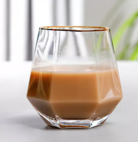 6Pcs Gold Rim Diamond Shaped Glass Set