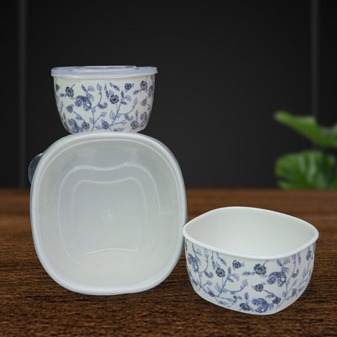 3Pcs Purple Rose Melamine Bowls