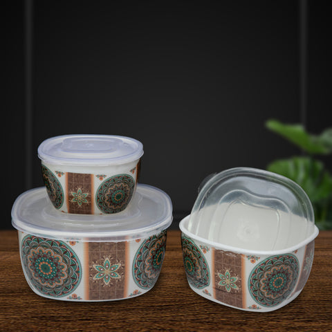 3Pcs Blue Floral Melamine Bowls