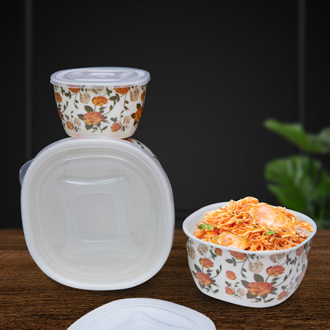 3Pcs Blue Floral Melamine Bowls