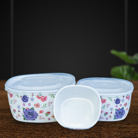 3Pcs Blue Floral Melamine Bowls