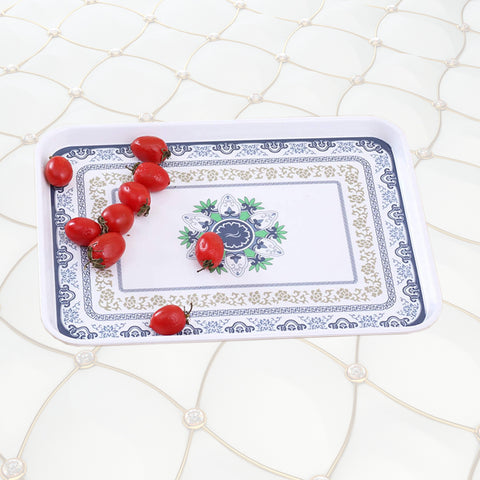 Serving Tray- Melamine Blue Floral Design Large