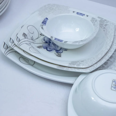 80pcs Blue Orchid Melamine Dinner Set