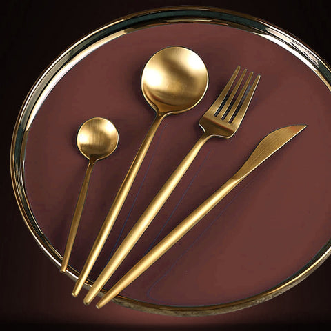 4Pcs Stainless Steel Gold Cutlery Set