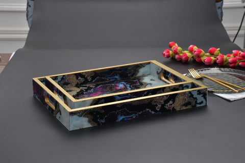 Serving Tray Modern Art Wooden- (Pair)
