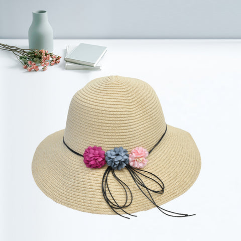 Stylish Ladies Flower And Ribbon Hat