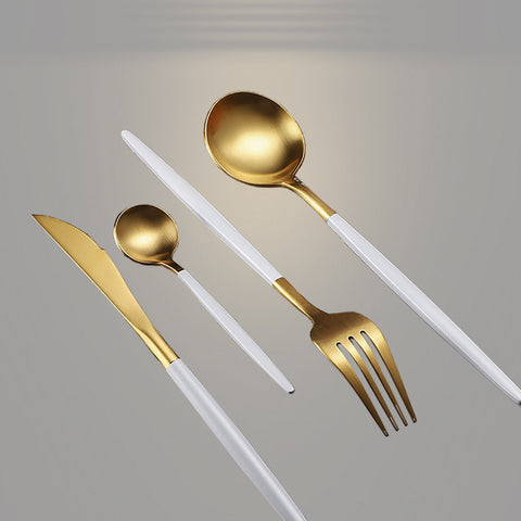 4Pcs Stainless Steel White Cutlery Set