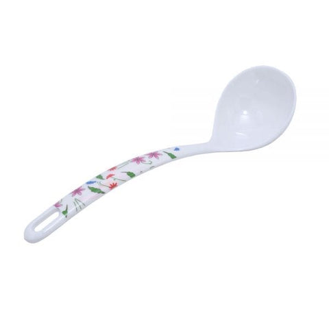 White Floral Melamine Spoon