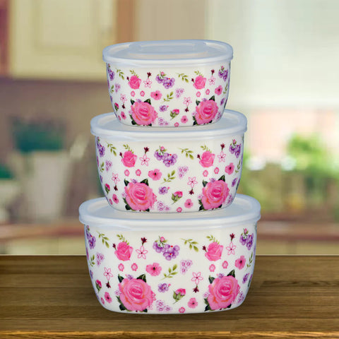 3Pcs Blue Floral Melamine Bowls