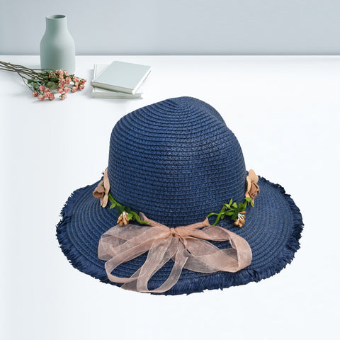 Stylish Ladies Flower And Ribbon Hat