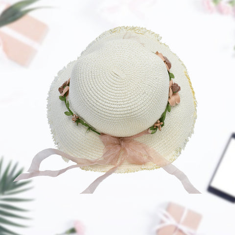 Stylish Ladies Flower And Ribbon Hat