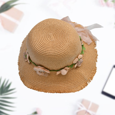 Stylish Ladies Flower And Ribbon Hat