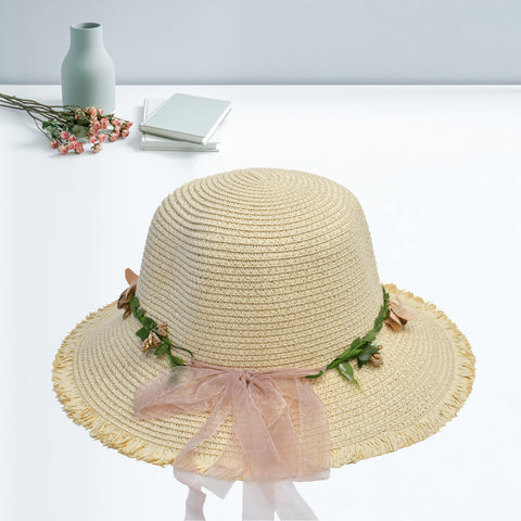 Stylish Ladies Flower And Ribbon Hat