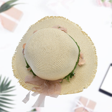 Stylish Ladies Flower And Ribbon Hat