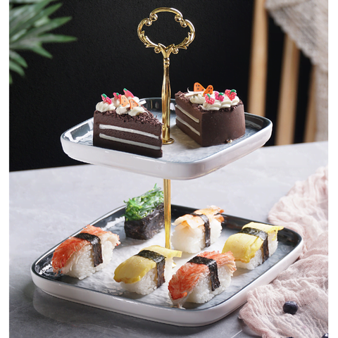 2 Tier Ceramic Tray European Style