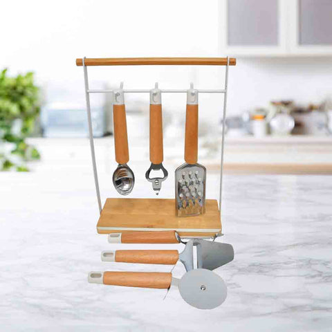 6Pcs Utensil Set With Stand Tessie And Jessie