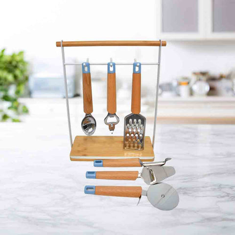 6Pcs Utensil Set With Stand Tessie And Jessie