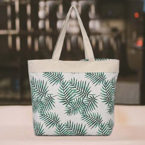 Ladies Tropical Green Leaf Shoulder Bag
