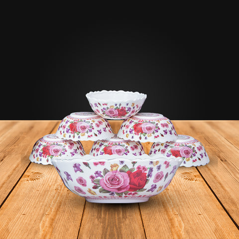 7Pcs Pink Melamine Bowl Set