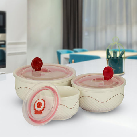 3Pcs Embossed Ceramic Bowls