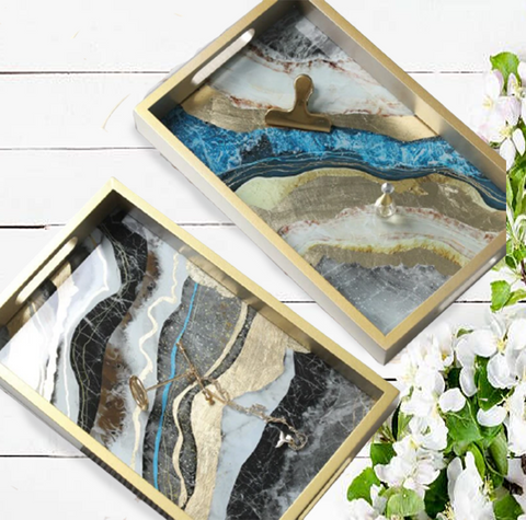 Abstract Art Rectangle Trays (Pair)