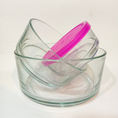 3Pcs Pink Round Glass Bowls