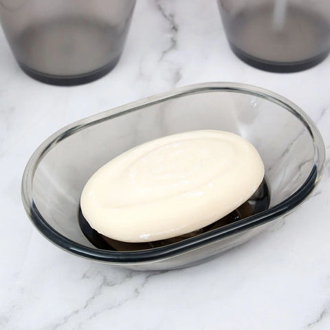 3Pcs Glossy Grey Plasticware Bath Accessories Set