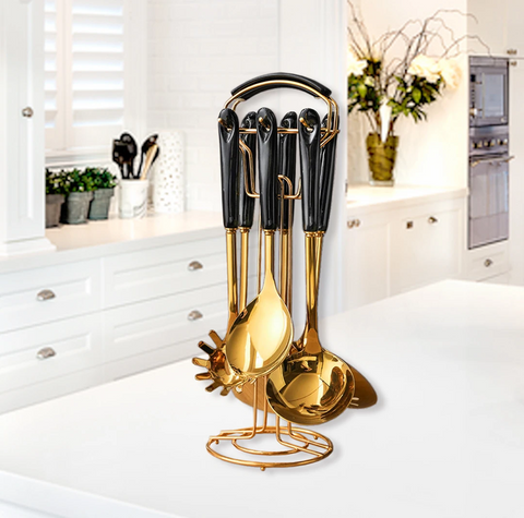7Pcs Jet Black Cutlery Set