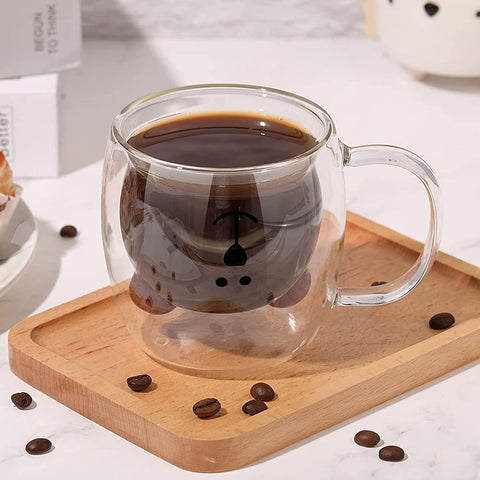 Cool Teddy Bear Double Wall Round Shape Coffee Cup