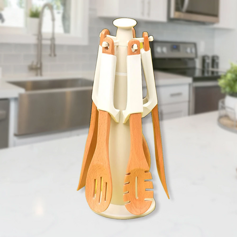 5Pcs Cooking Spoon Set Non Stick With Rest And Holder