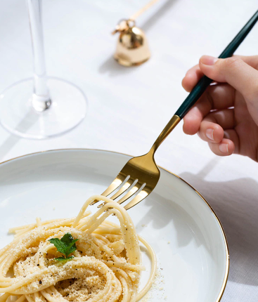 24Pcs Luxury Gold & Dark Green Cutlery Set