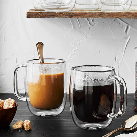 Cool Double Wall Glass Oval Shape Coffee Mug