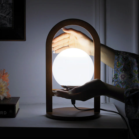 Globe Style Table Lamp Traditional Wood Base