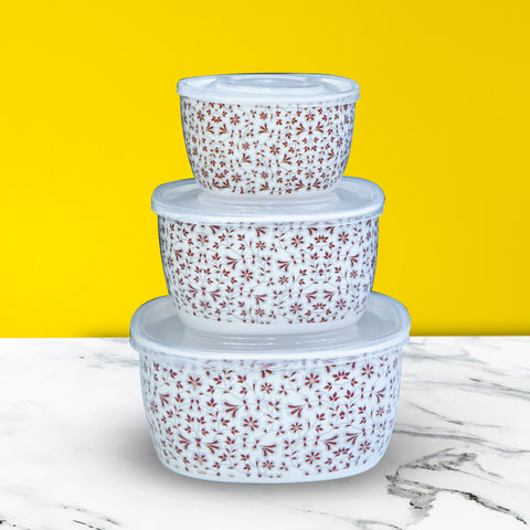 3Pcs Melamine Brown Floral Bowls