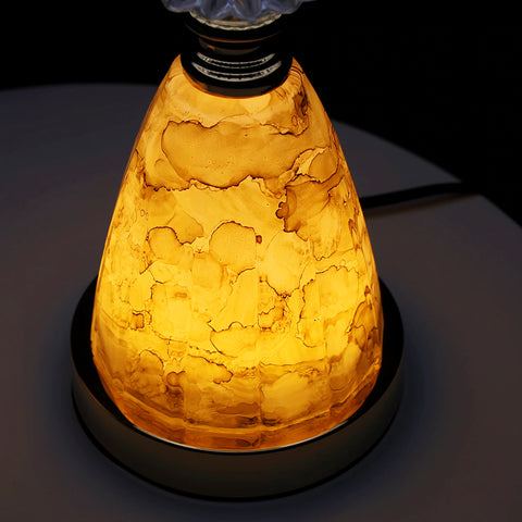 Elevated Serene Gold Rim Marble Table Lamp